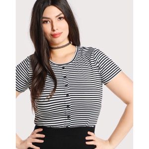 New Striped Button Down Tee
